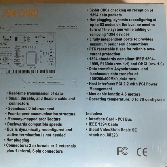 Plug & Play PCI to IEEE 1394 CARD NIB Interface card PCI Bus Cable Ulead Video‎ - Picture 4 of 5